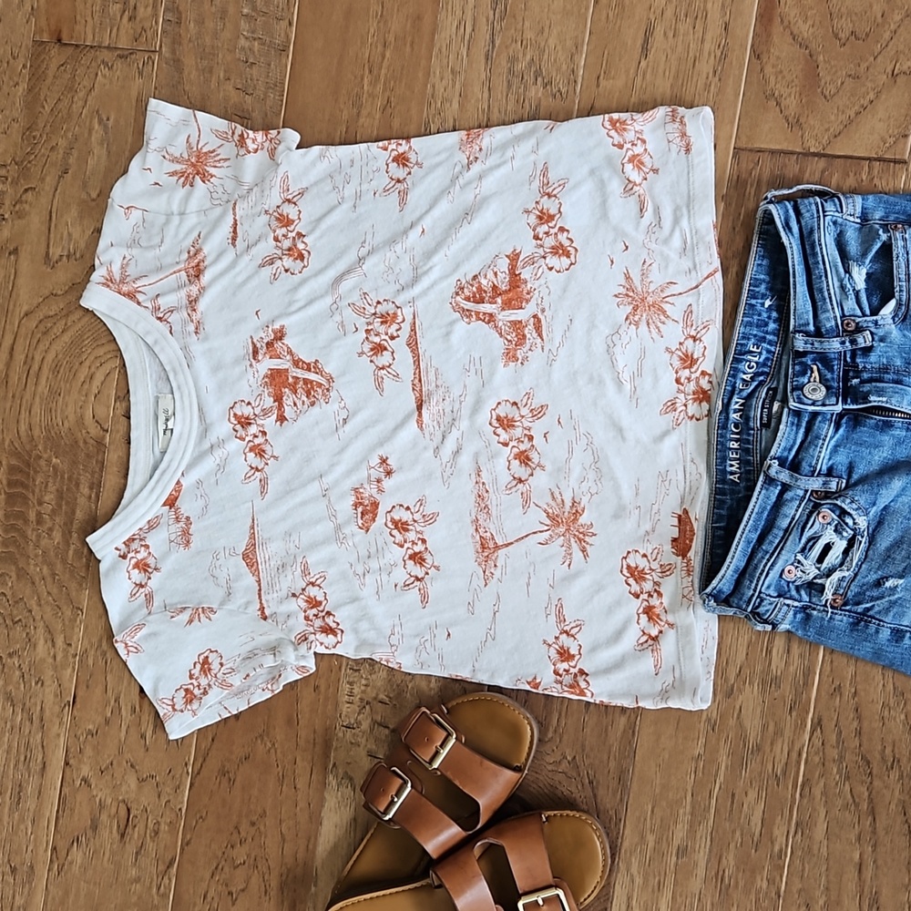 Madewell 100% Cotton Tee Small Hawaiian Print Floral
